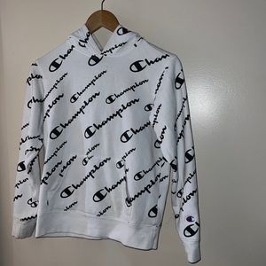 Champion logo, long sleeve pull over hoodie/size Large youth